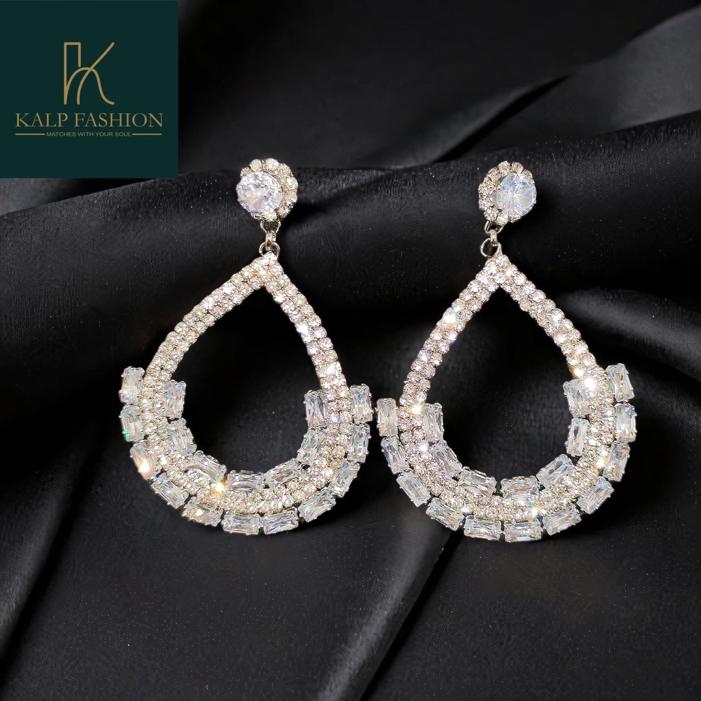 Teardrop-Shaped Crystal Earrings