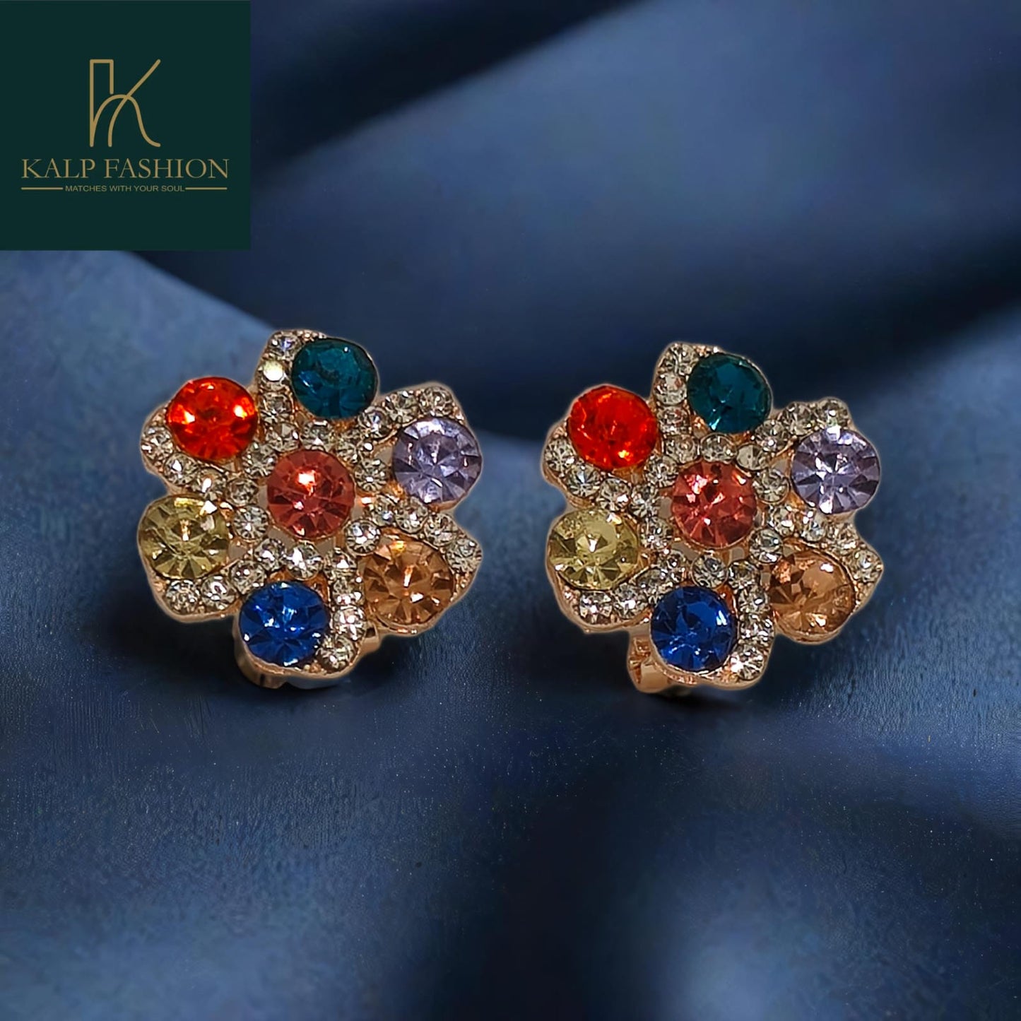 American Diamond Jeweler Multi-Color Earring Stud