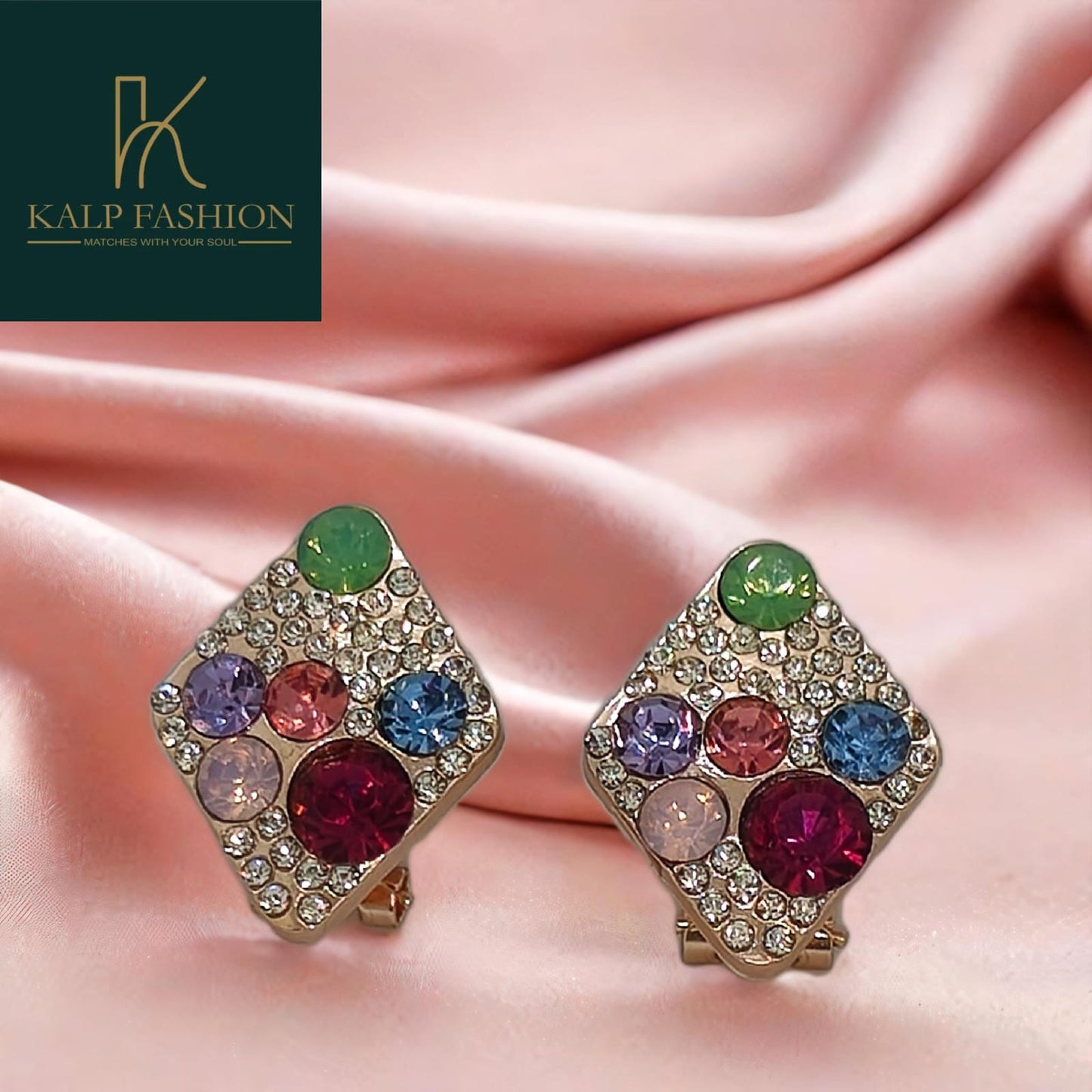 American Diamond Jeweler Multi-Color Earring Stud