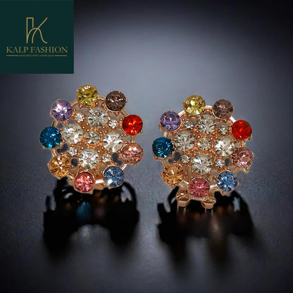 American Diamond Jeweler Multi-Color Earring Stud