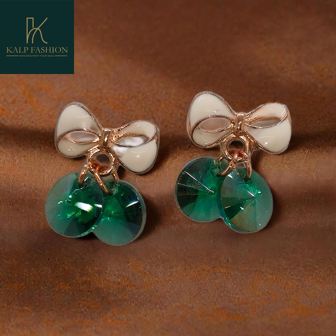 Pretty bow earrings with stone