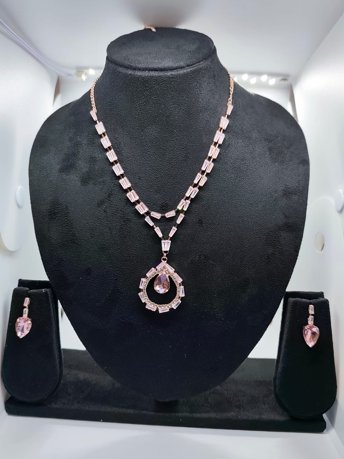 Necklace set rose gold with multi colour stone & (AD)