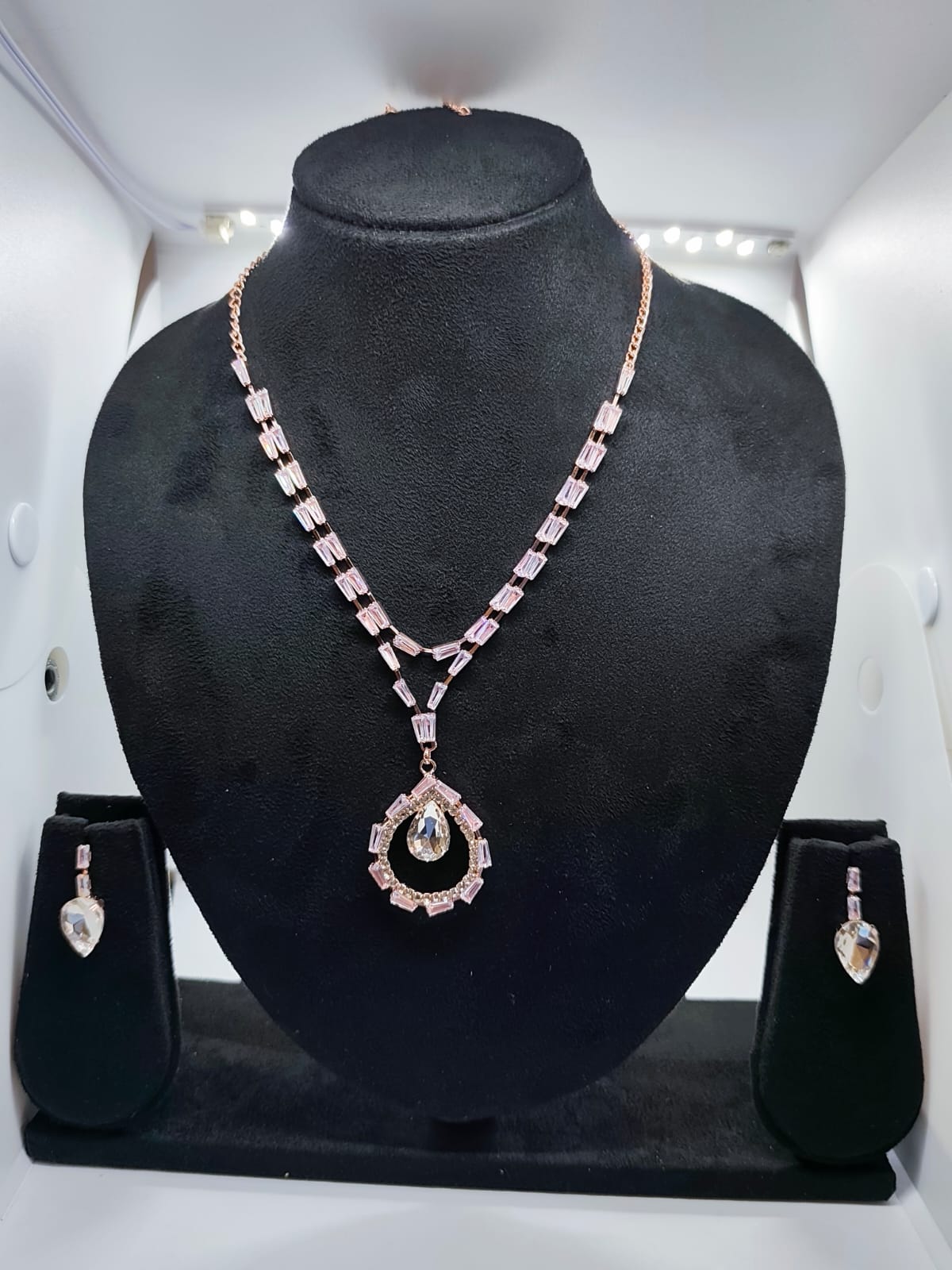 Necklace set rose gold with multi colour stone & (AD)