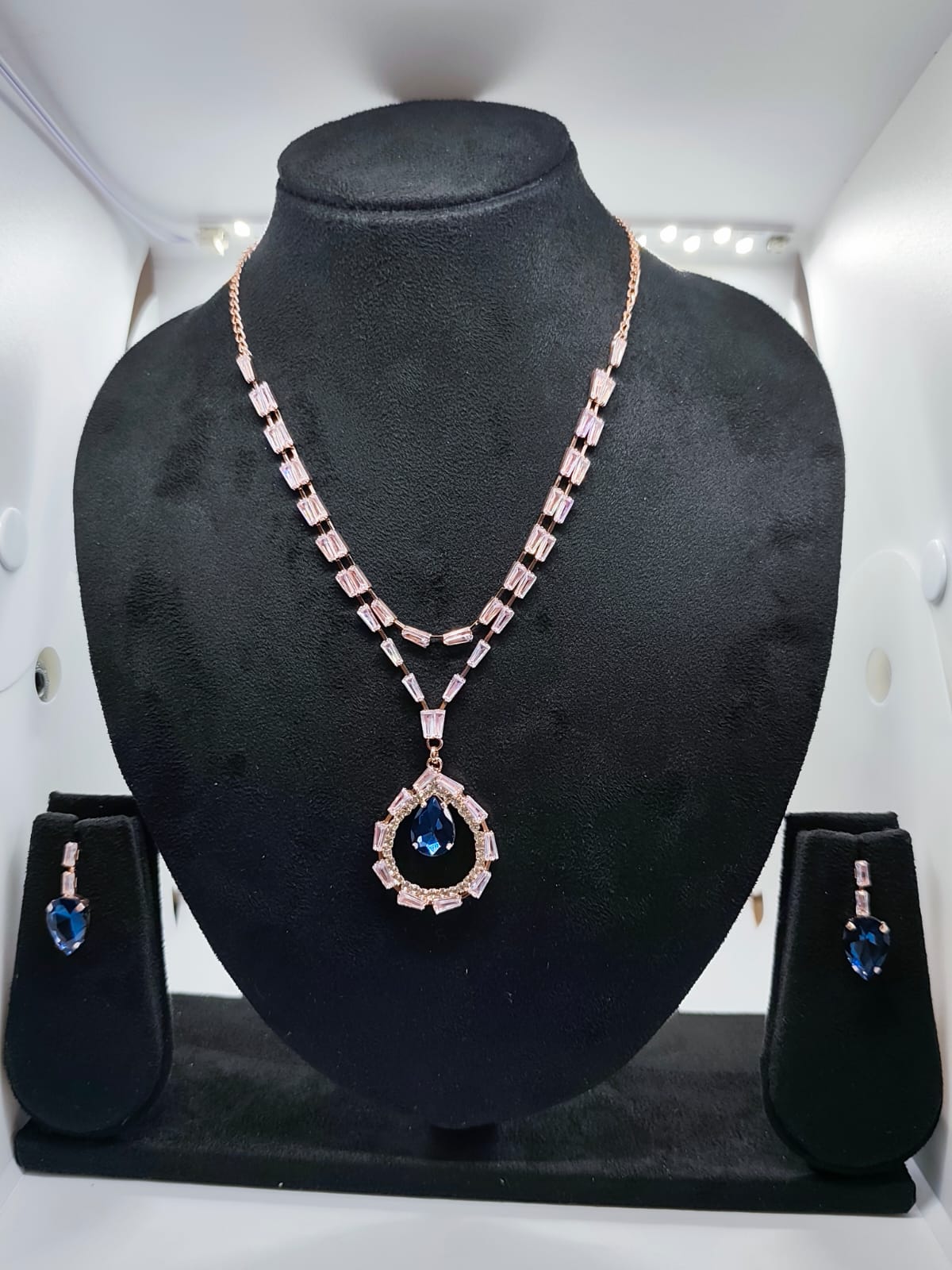 Necklace set rose gold with multi colour stone & (AD)