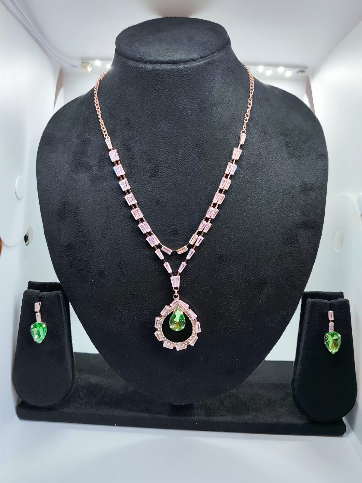 Necklace set rose gold with multi colour stone & (AD)