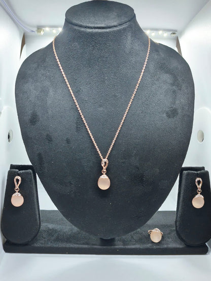 Cubic Zirconia  Rose Gold-plated necklace set