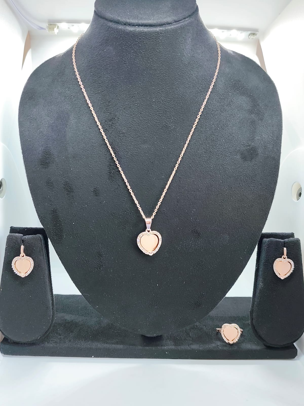 Cubic Zirconia  Rose Gold-plated necklace set