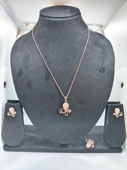 Cubic Zirconia  Rose Gold-plated necklace set