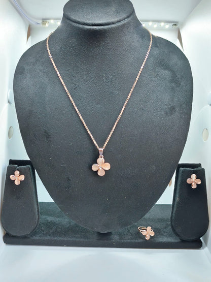 Cubic Zirconia  Rose Gold-plated necklace set