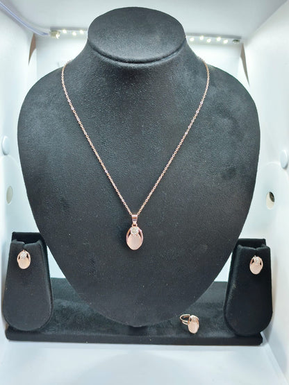 Cubic Zirconia  Rose Gold-plated necklace set