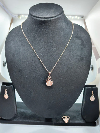 Cubic Zirconia  Rose Gold-plated necklace set