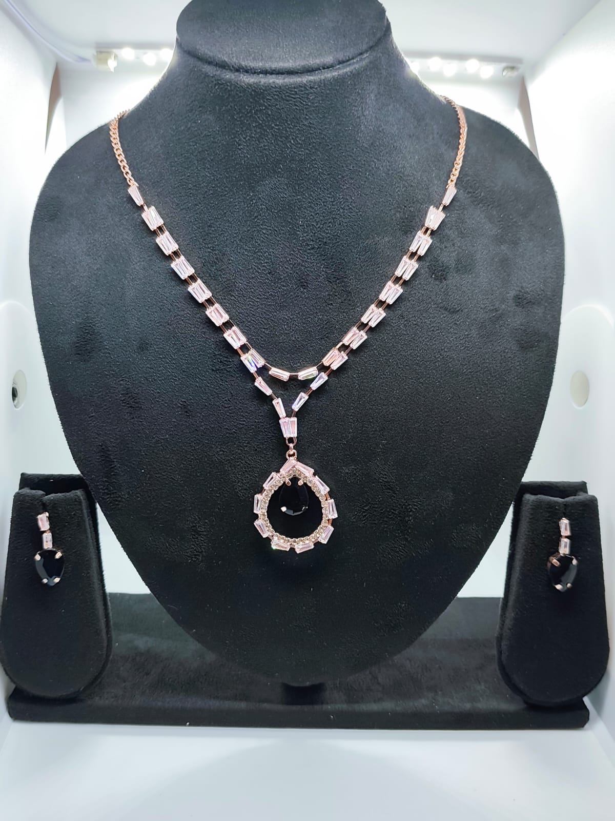 Necklace set rose gold with multi colour stone & (AD)